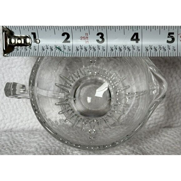 New Martinsville Glass Creamer Sugar Bowl Set Etched Flower Basket Wing Handles - Picture 6 of 13